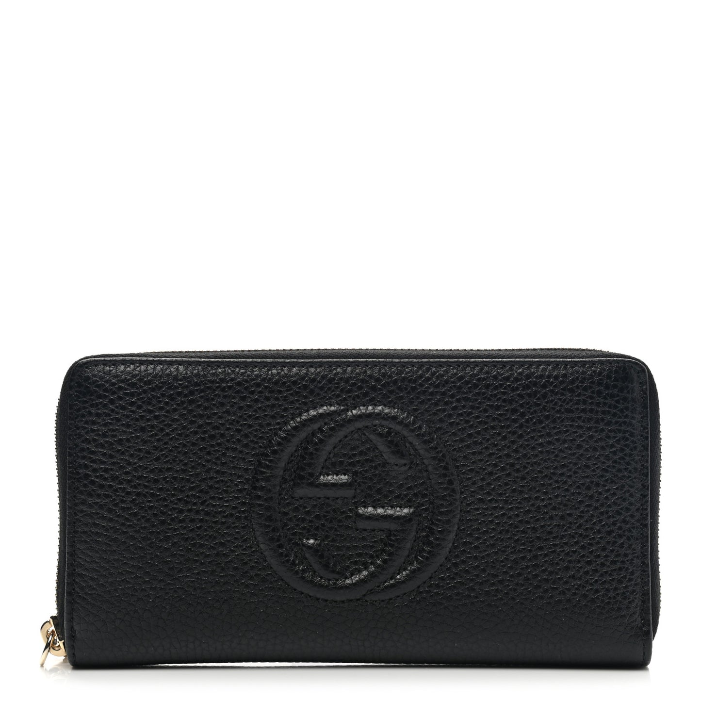 Pebbled Calfskin Soho Zip Around Wallet Black