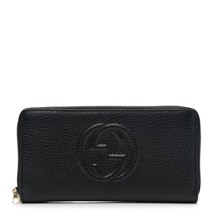 Gucci Pebbled Calfskin Soho Zip Around Wallet Black 1 of 8