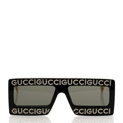 Gucci Acetate Crystal Mask-Frame Sunglasses GG0431S Black 2 of 8