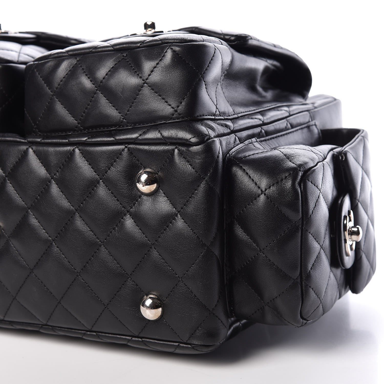 Chanel Calfskin Quilted Large Cambon Multipocket Reporter Black White 9 of 9