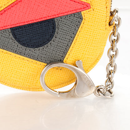 Fendi Vitello Elite Monster Eye Coin Purse Key Case Yellow 8 of 8