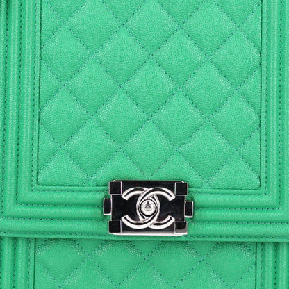 Chanel Caviar Quilted North South Boy Flap Green 8 of 10