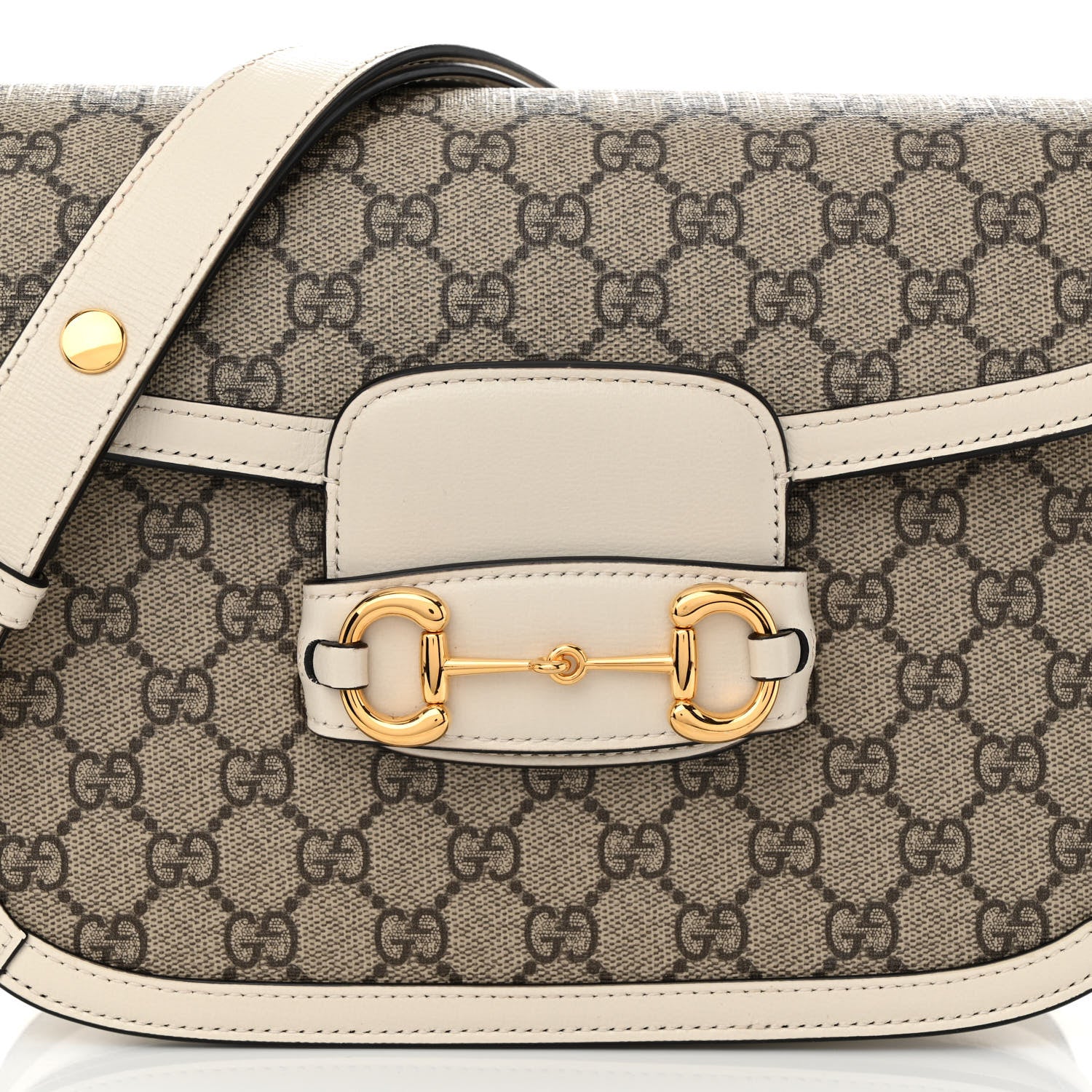 Gucci GG Supreme Monogram Horsebit 1955 Shoulder Bag Beige Mystic White 8 of 10