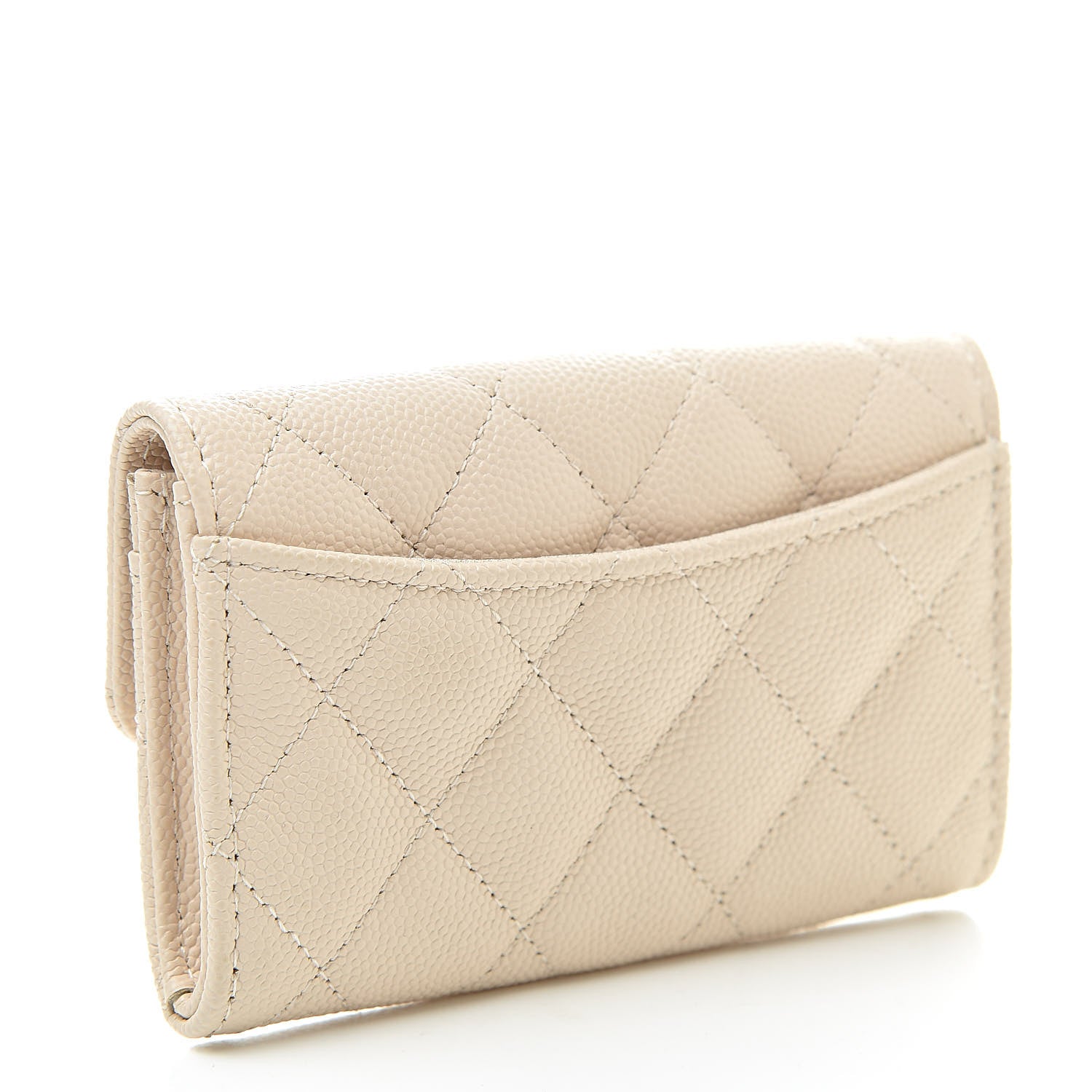 Chanel Caviar Quilted Flap Card Holder Wallet Light Beige 3 of 9