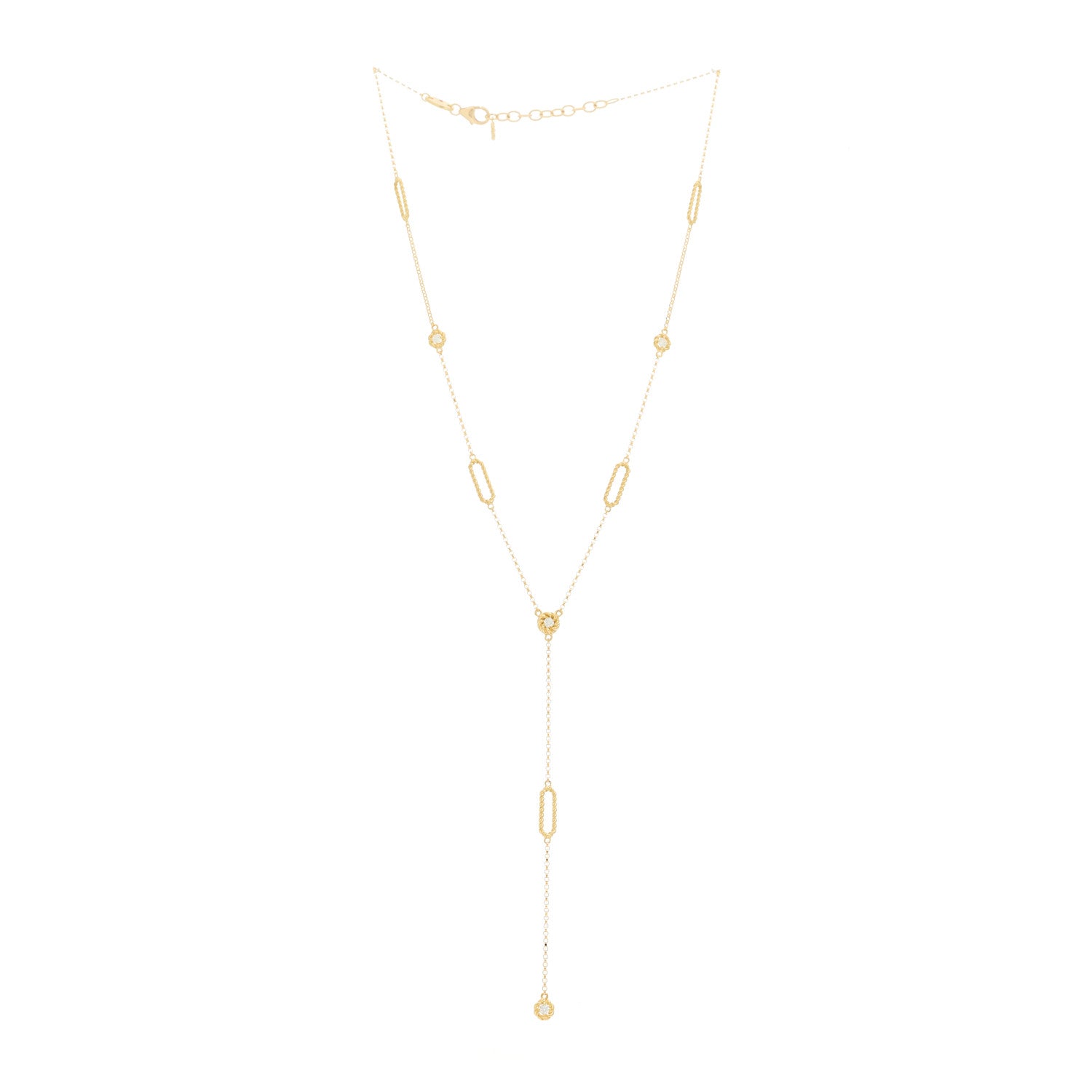 Roberto Coin 18K Yellow Gold Diamond Barocco Y Drop Necklace 3 of 5