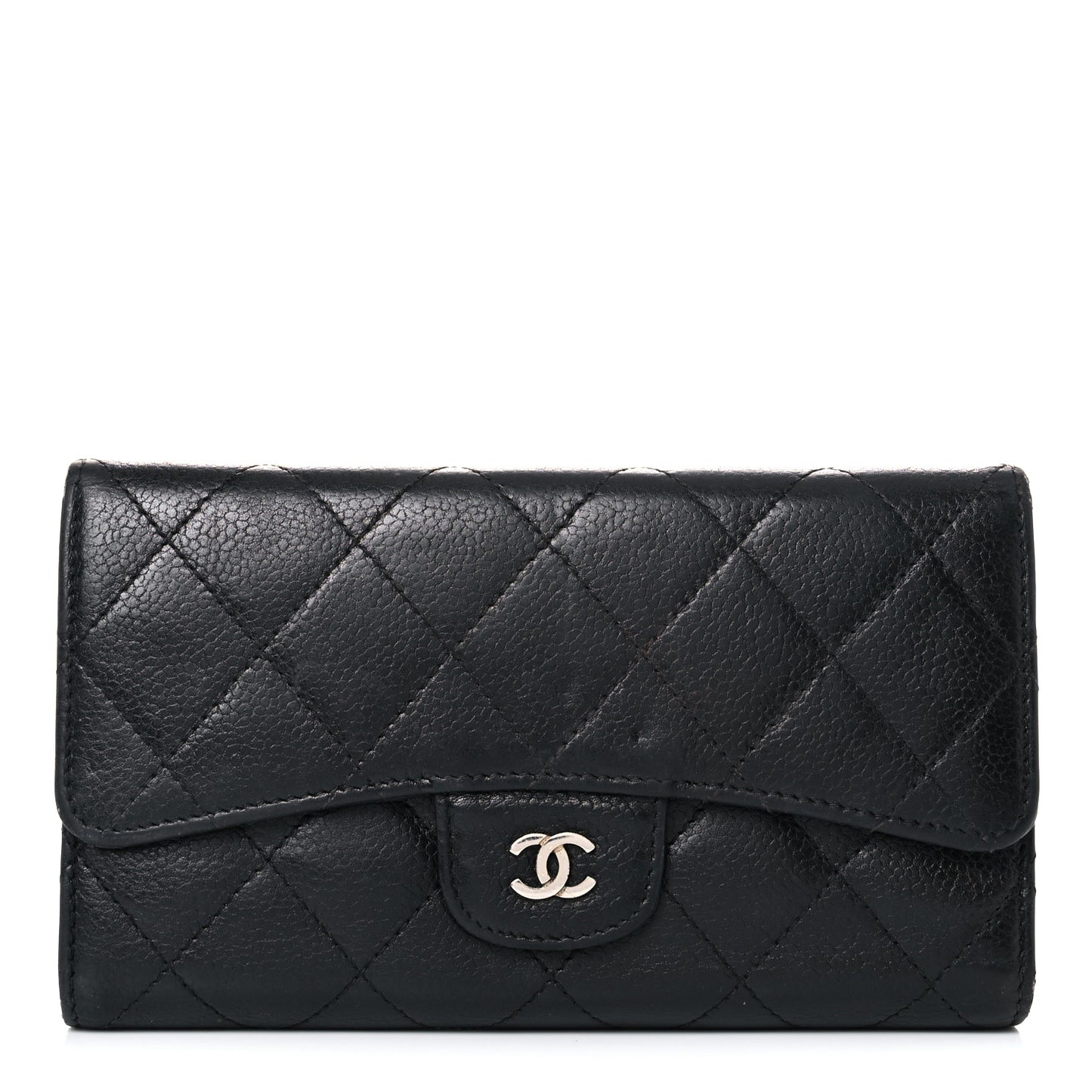 Caviar Quilted Large Flap Wallet Black