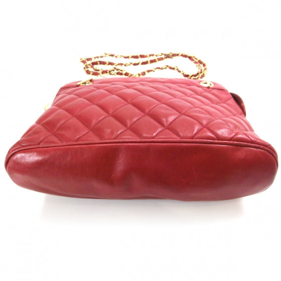 Lambskin Quilted Shoulder Bag Red GHW