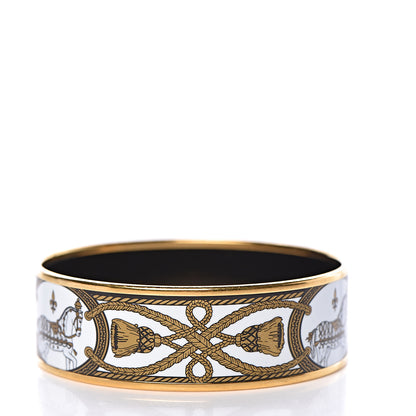 Hermes Enamel Printed Wide Grand Apparat Bracelet 70 White 3 of 6