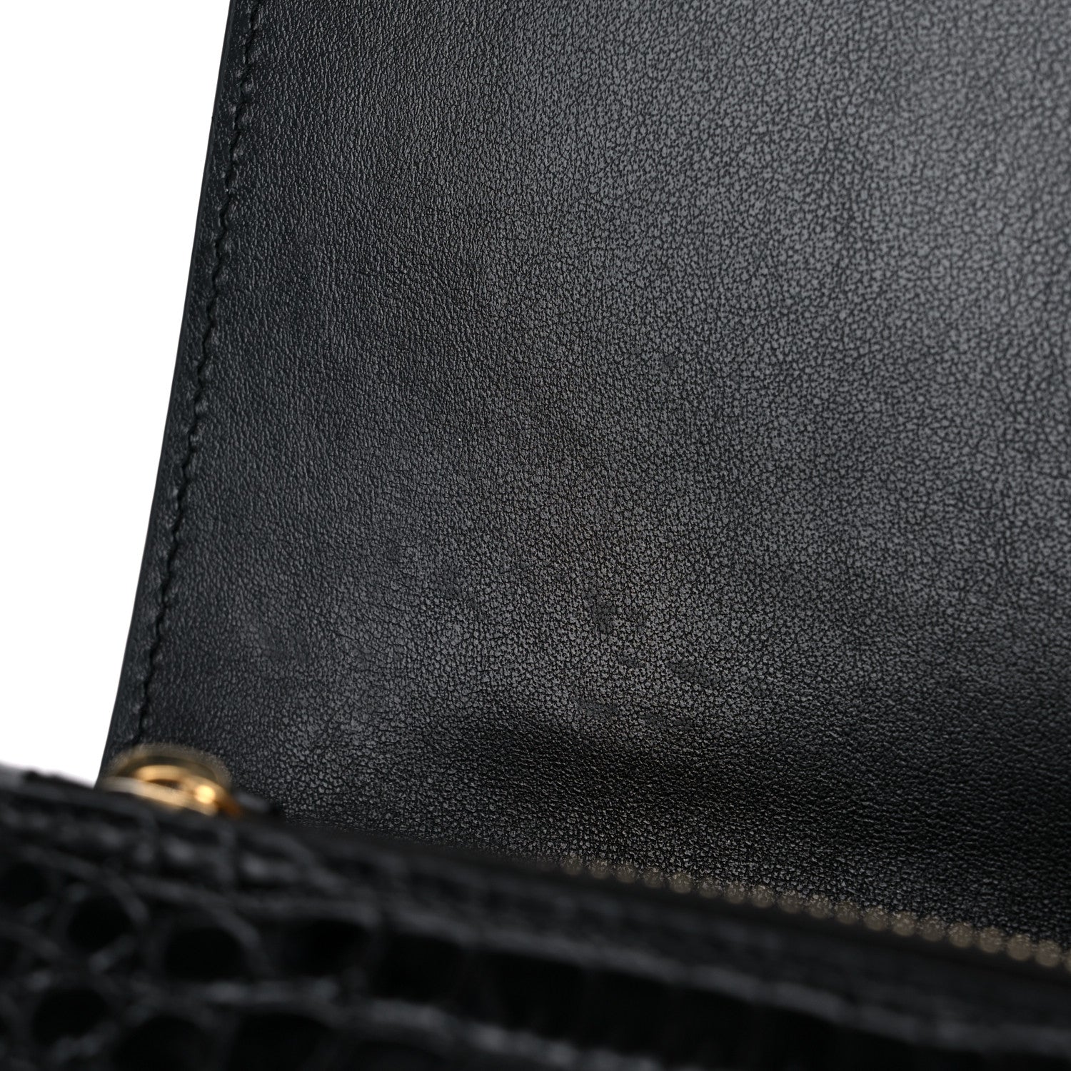 Saint Laurent Calfskin Crocodile Embossed Kate Monogram Tassel Chain Wallet Black 10 of 11