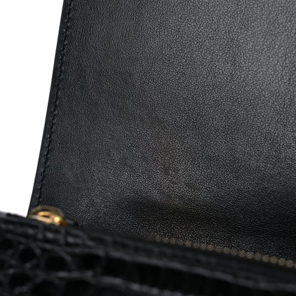 Saint Laurent Calfskin Crocodile Embossed Kate Monogram Tassel Chain Wallet Black 10 of 11