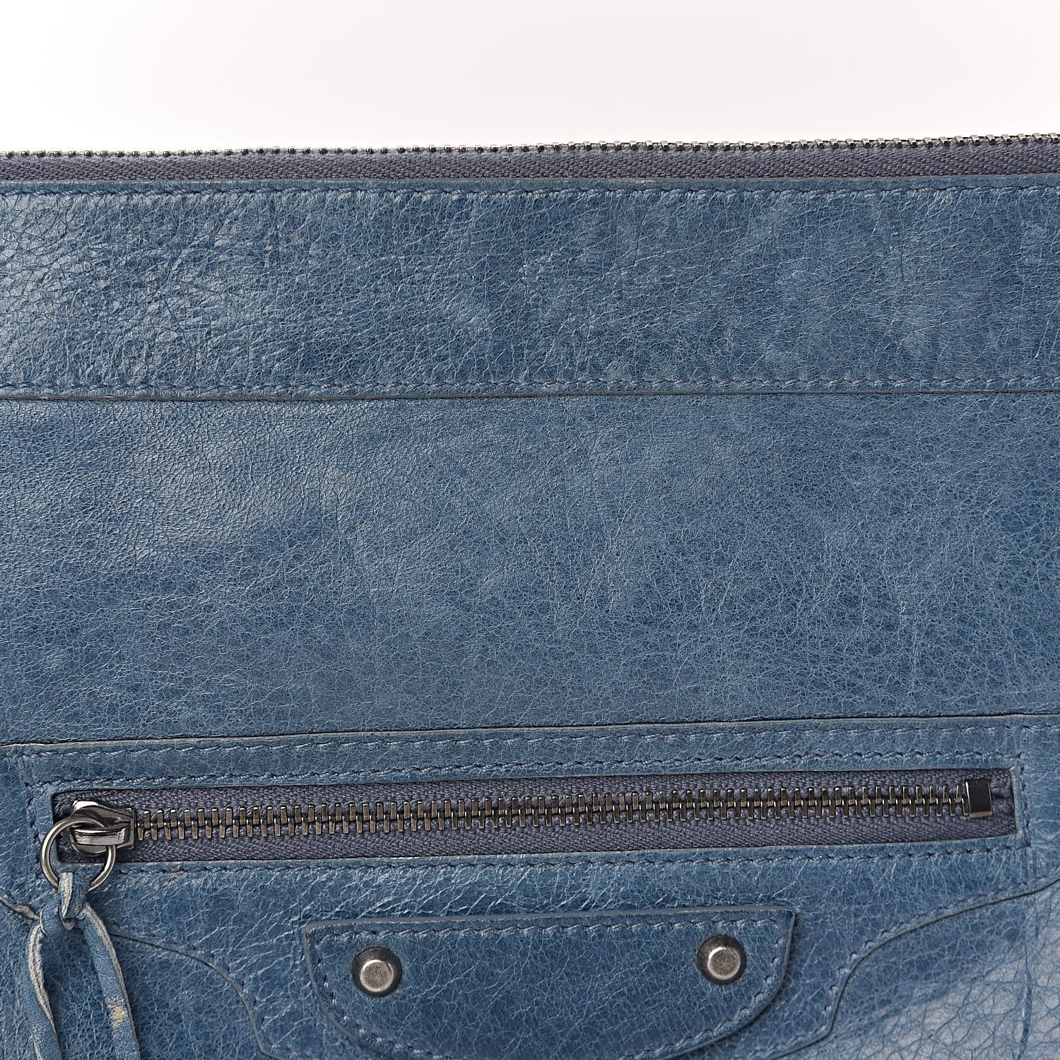 Balenciaga Agneau Classic Hardware Zip Clutch Bleu Jean 11 of 12