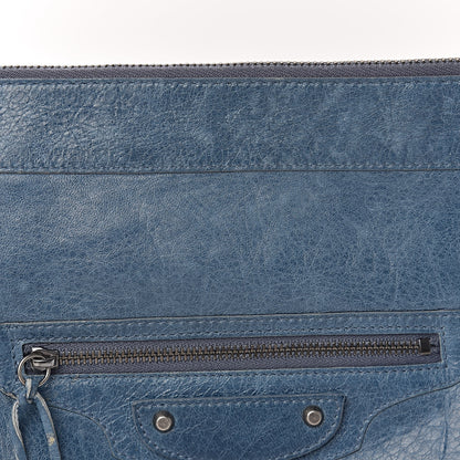 Balenciaga Agneau Classic Hardware Zip Clutch Bleu Jean 11 of 12
