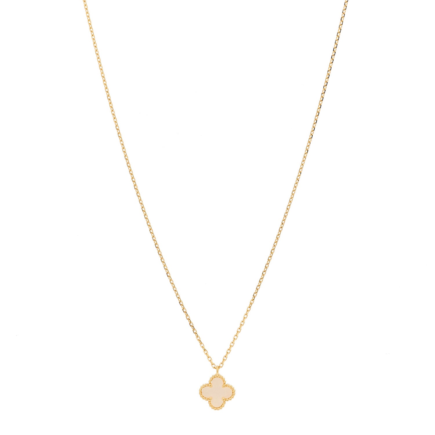 Van Cleef & Arpels 18K Yellow Gold Mother of Pearl Sweet Alhambra Pendant Necklace 4 of 8