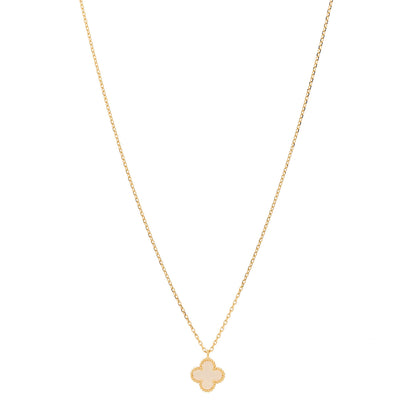 Van Cleef & Arpels 18K Yellow Gold Mother of Pearl Sweet Alhambra Pendant Necklace 4 of 8