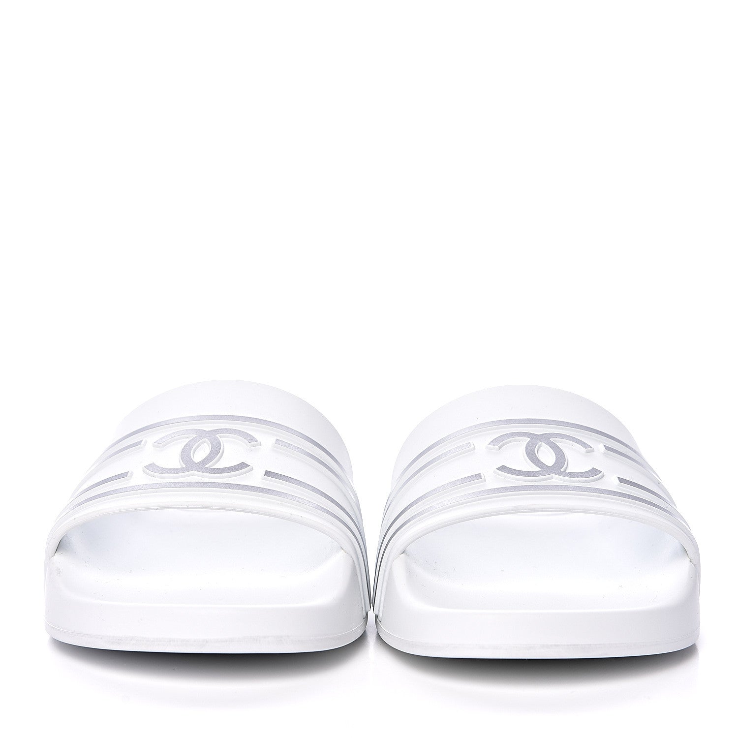 Chanel Rubber CC Flat Slide Sandals 35 White 2 of 10