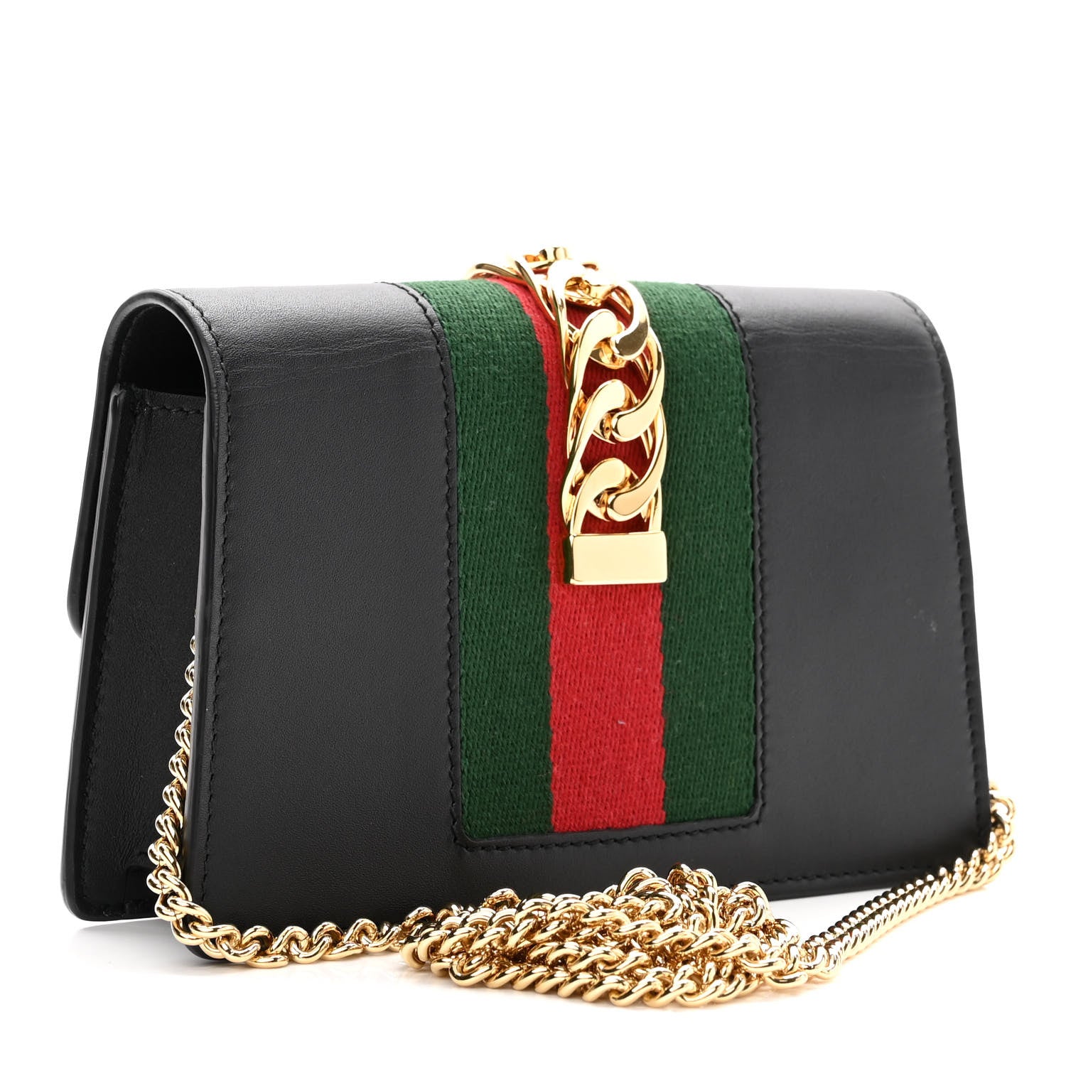 Gucci Calfskin Super Mini Sylvie Chain Shoulder Bag Black 2 of 9