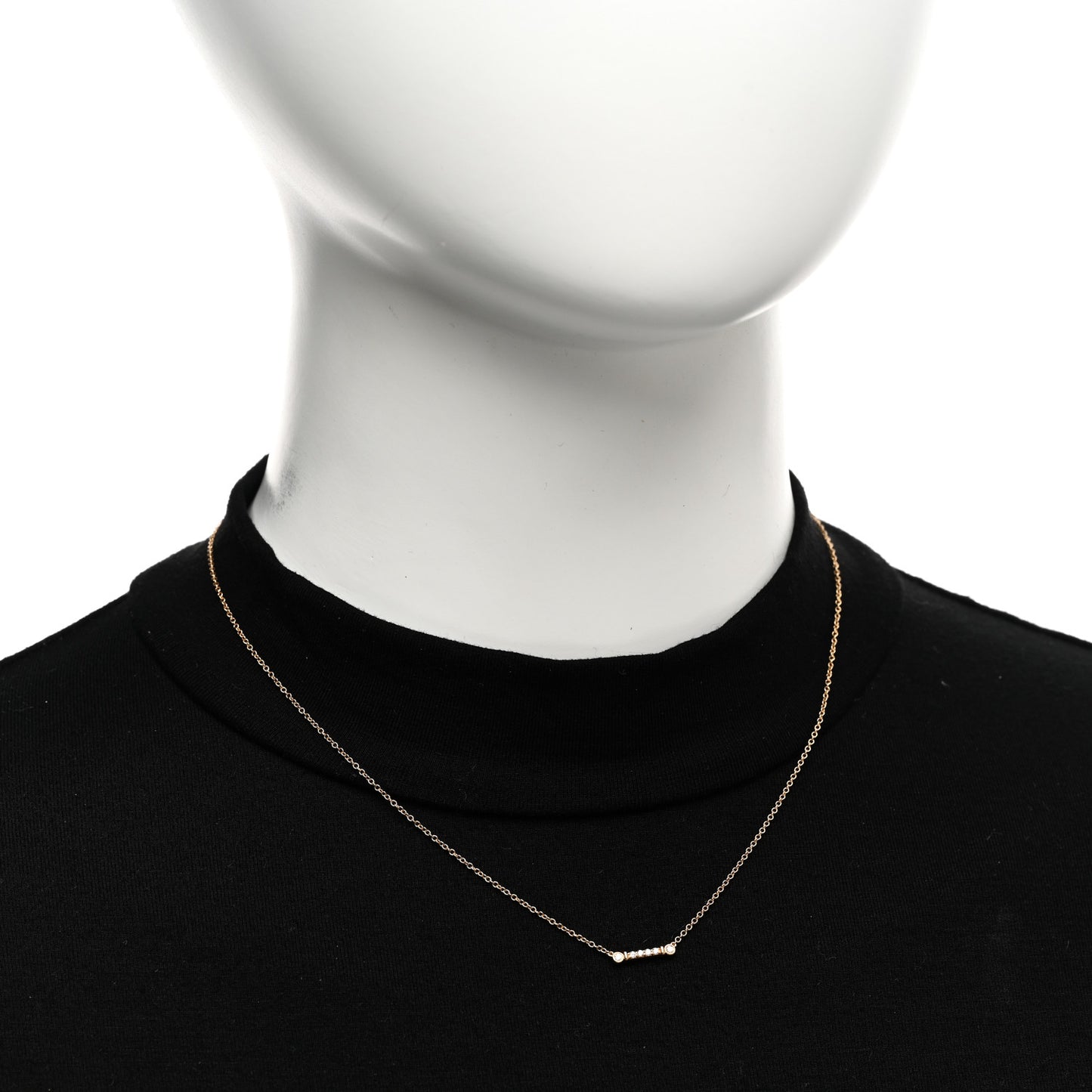 18K Yellow Gold Diamond Fleur de Lis Key Bar Pendant Necklace