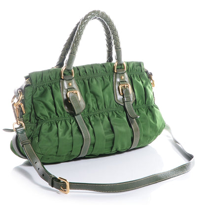 Prada Tessuto Nylon Gaufre Shopping Satchel Green 3 of 9