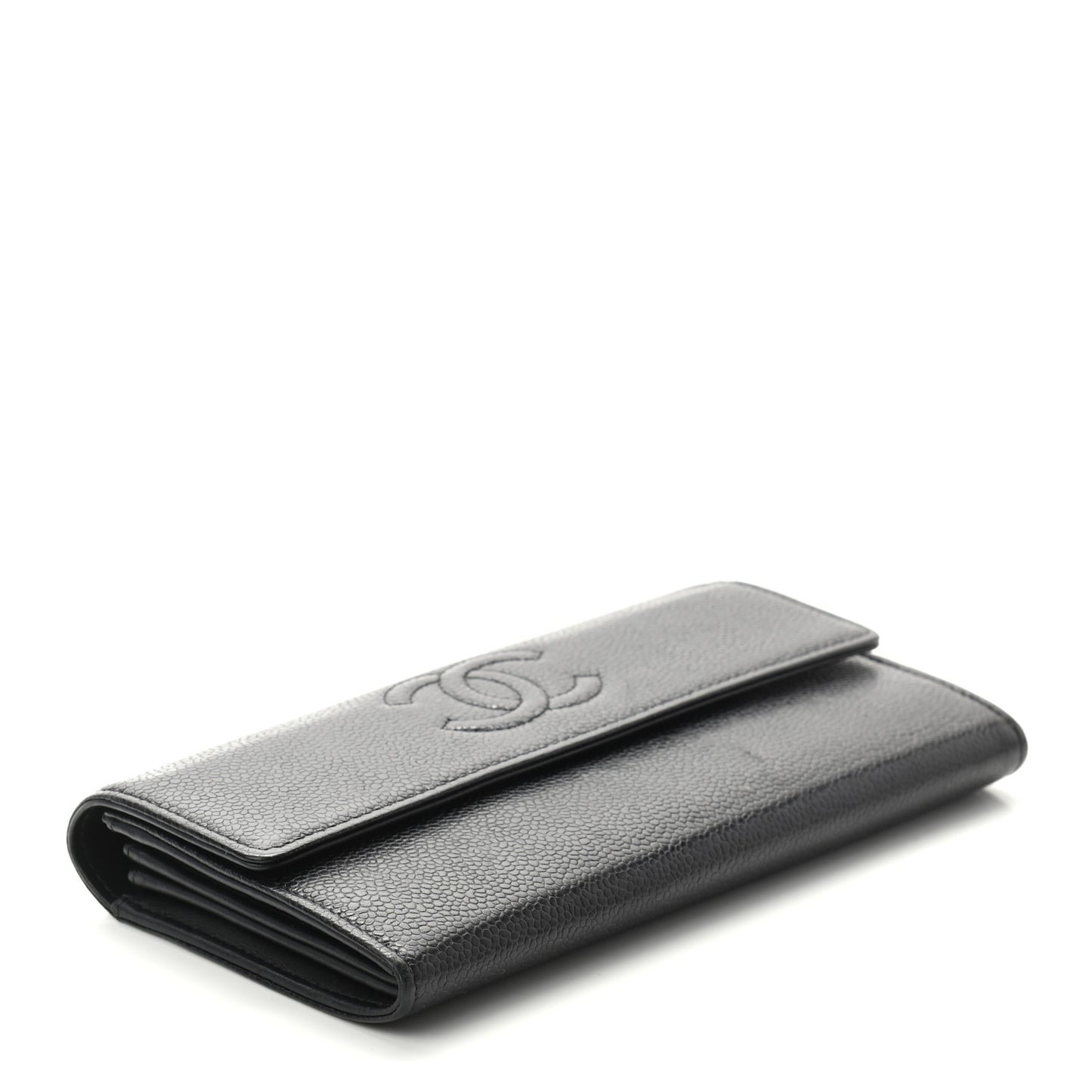 Caviar Timeless CC Large Gusset Flap Wallet Black
