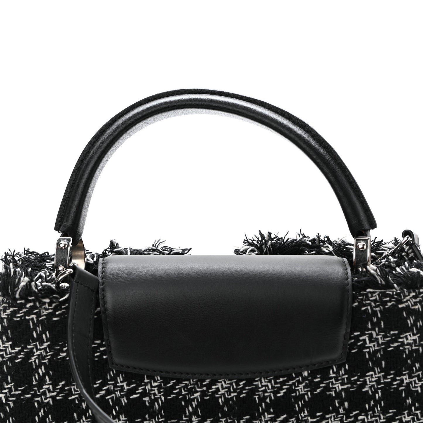 Tweed Calfskin Capucines MM Black White