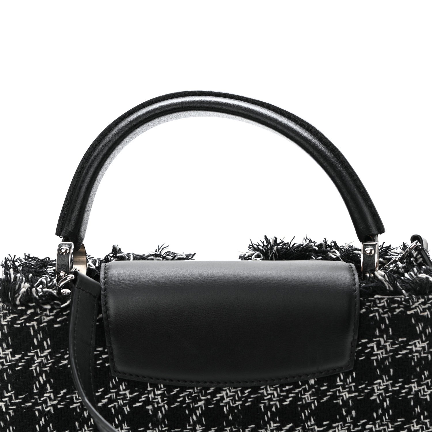 Louis Vuitton Tweed Calfskin Capucines MM Black White 9 of 9
