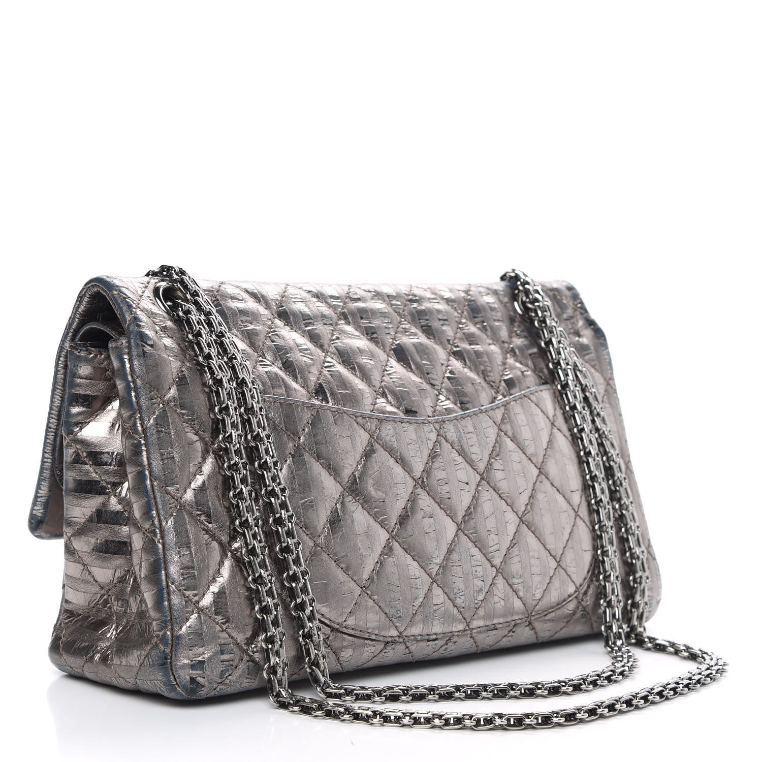 Chanel Metallic Striped Calfskin 2.55 Reissue 226 Flap Silver 3 of 15