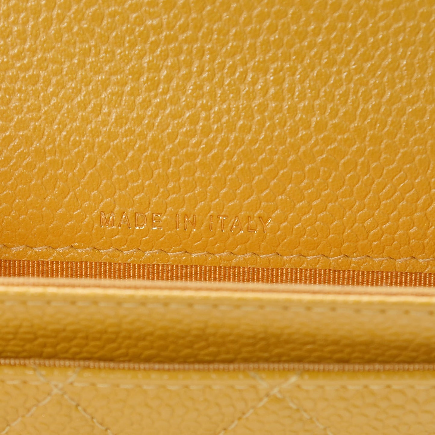Caviar Quilted Flap Card Holder Yellow
