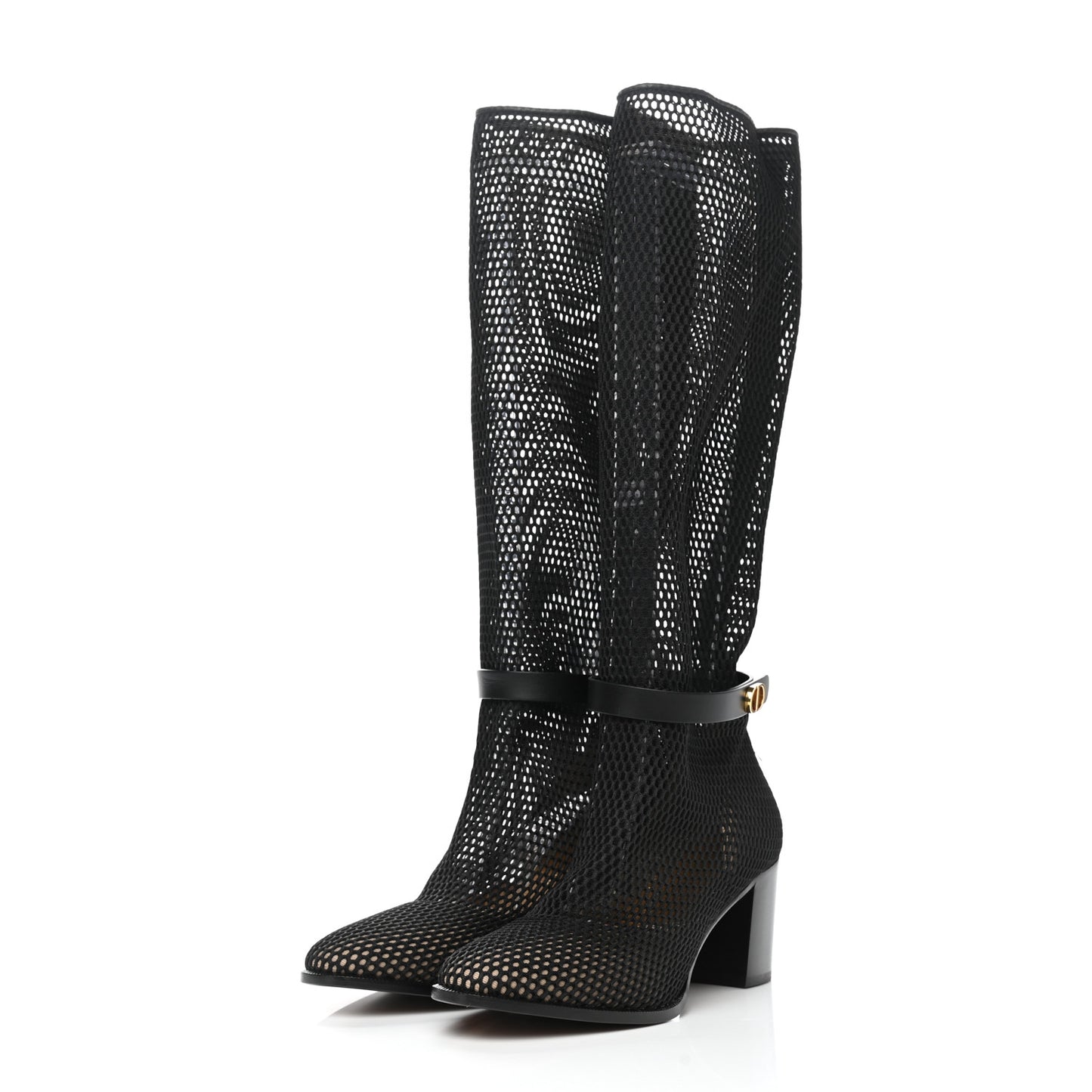 Calfskin Resille Empreinte High Boots 38.5 Black