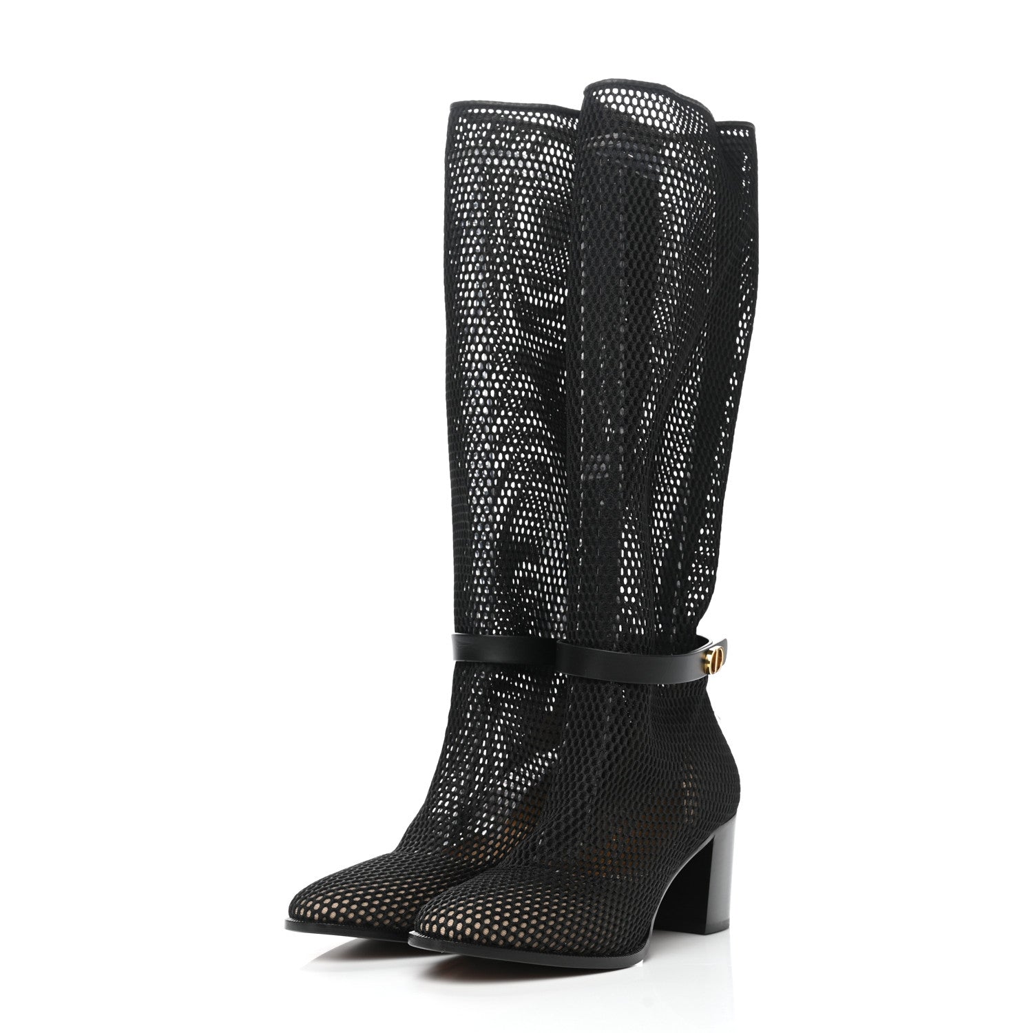 Christian Dior Calfskin Resille Empreinte High Boots 38.5 Black 3 of 10