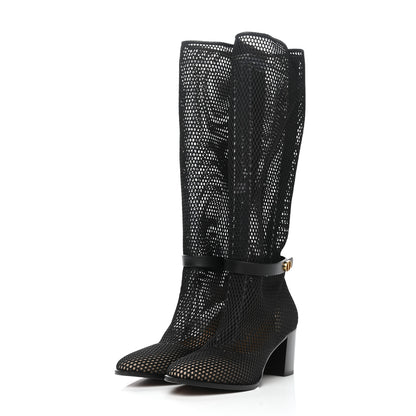 Christian Dior Calfskin Resille Empreinte High Boots 38.5 Black 3 of 10