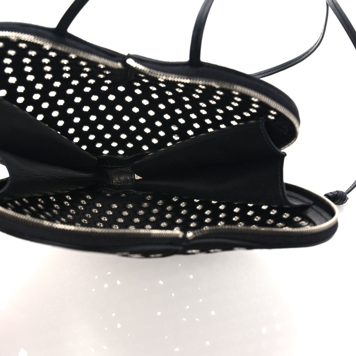 Suede Goatskin Grommet Studded Heart Shoulder Bag Black