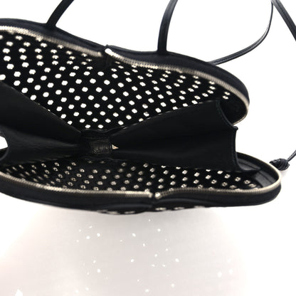 Alaia Suede Goatskin Grommet Studded Heart Shoulder Bag Black 5 of 9