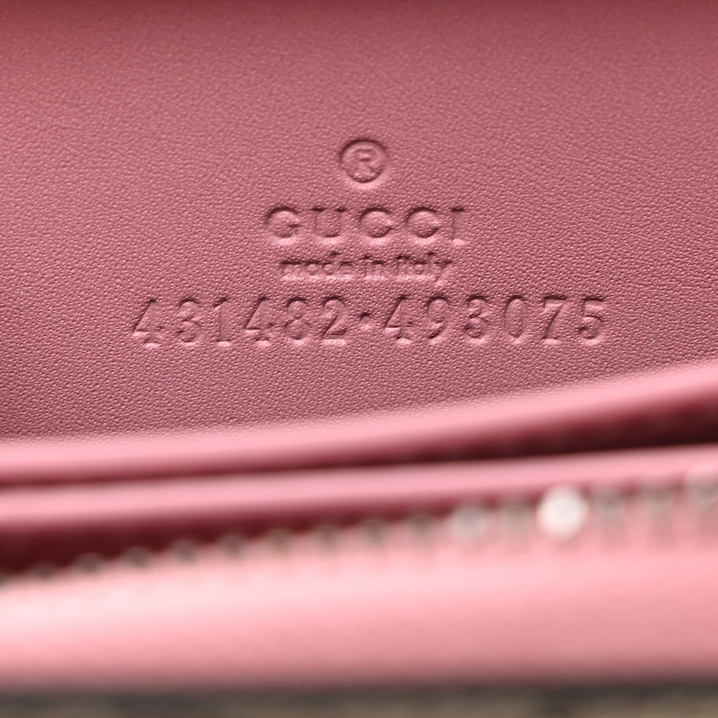 GG Supreme Monogram Pearl Zip Around Card Case Pink