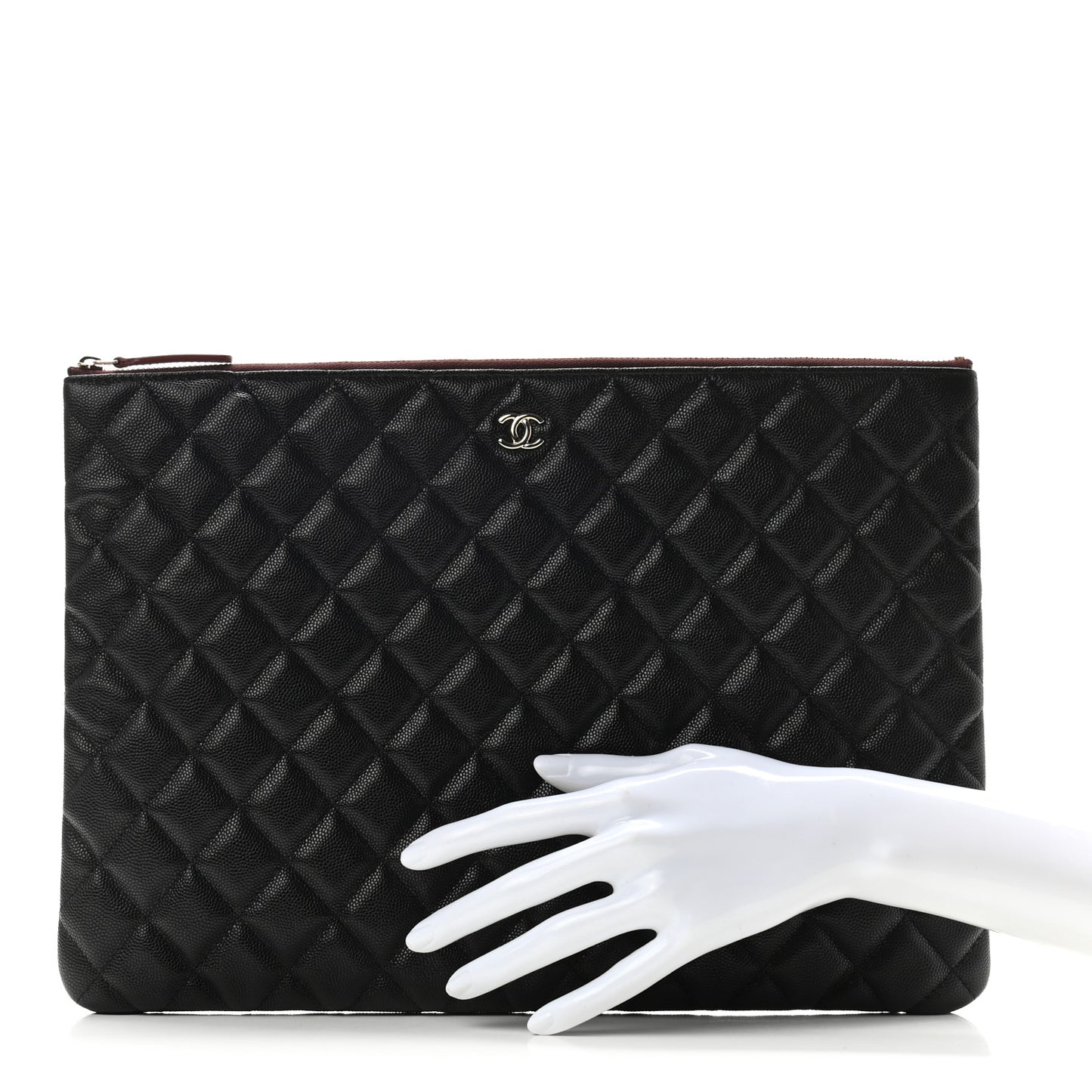 Caviar Quilted Large Cosmetic Case Black