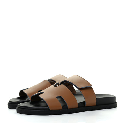 Hermes Calfskin Mens Chypre Sandals 42 Gold 3 of 11