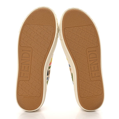 Fendi Kuban Canvas FF Womens Domino Low Top Sneakers 41 Grezzo Multicolor Latte 7 of 10