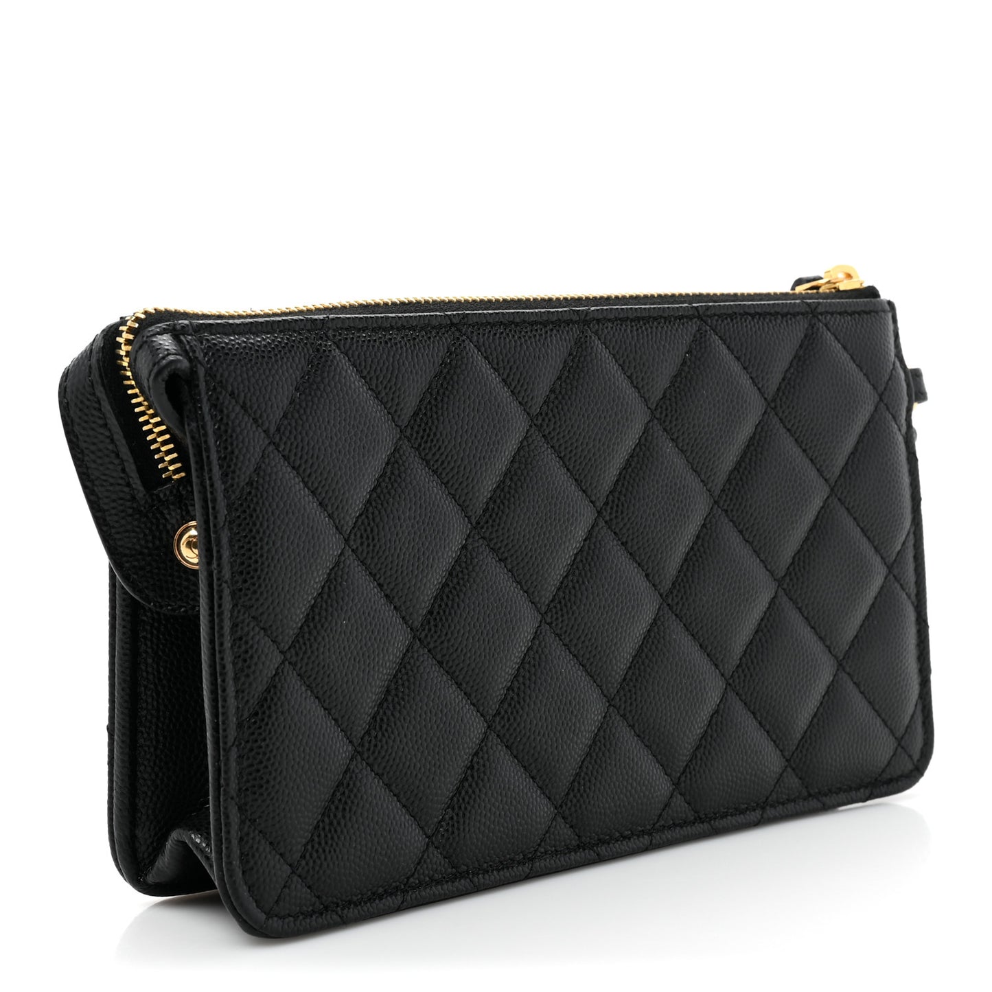 Caviar Quilted Polly Pocket Pouch Black
