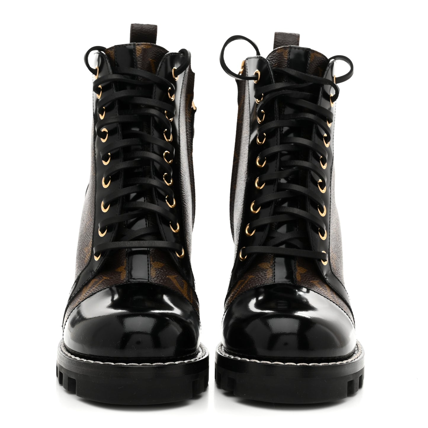 Patent Calfskin Monogram Star Trail Ankle Boots 38 Black