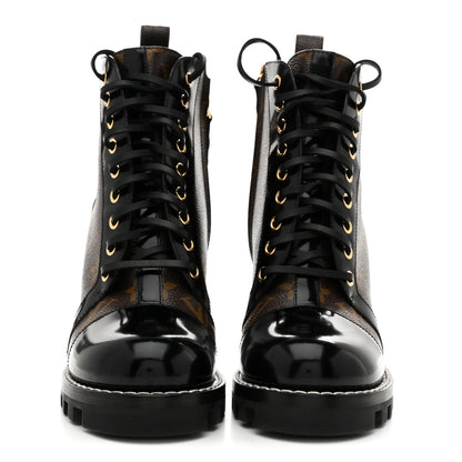 Louis Vuitton Patent Calfskin Monogram Star Trail Ankle Boots 38 Black 3 of 9