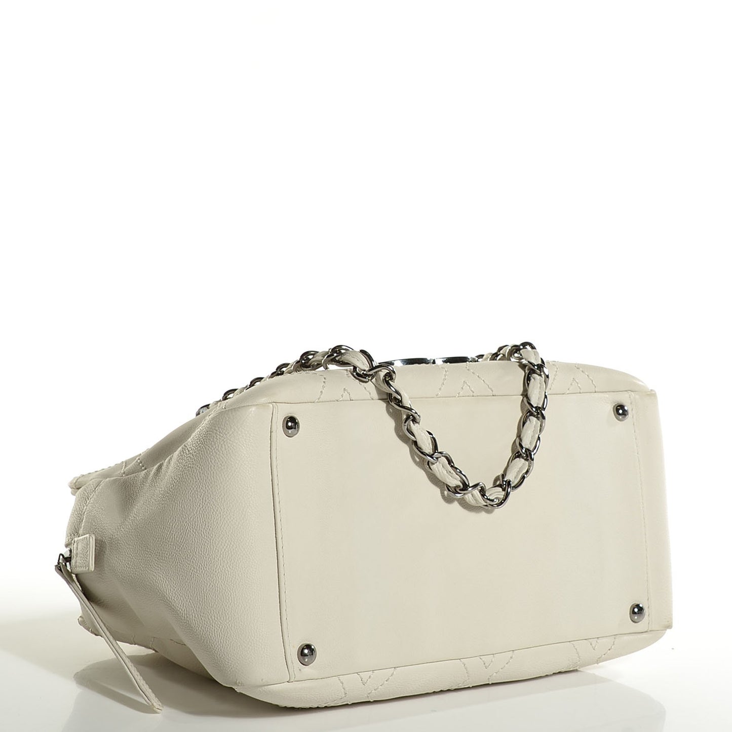 Calfskin Small Diamond Stitch Tote White