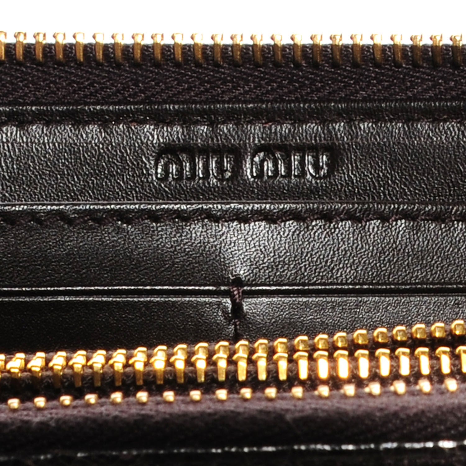 Miu Miu Patent Crocodile Embossed St Cocco Lux Zip Wallet Chocolate 6 of 8