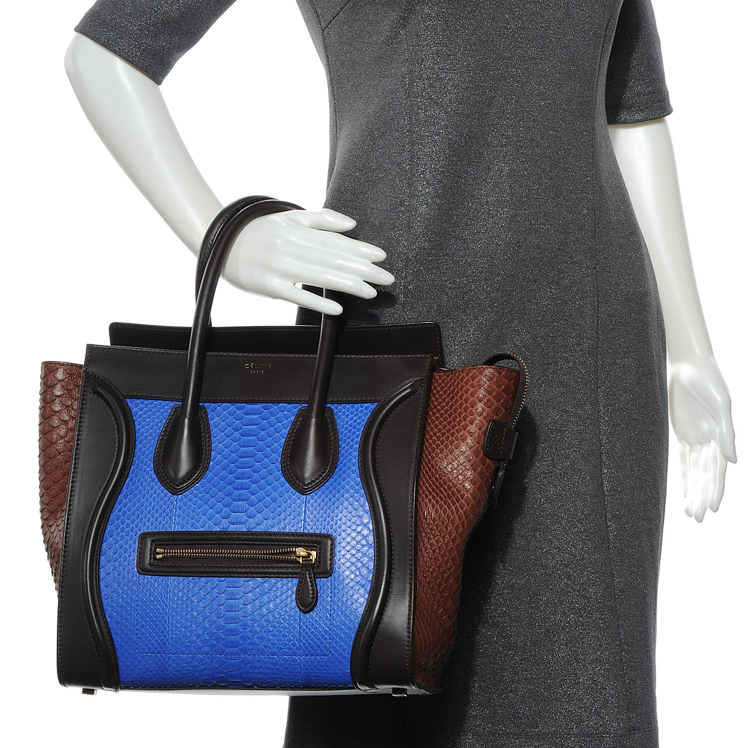 Celine Python Mini Tri-Color Luggage Cobalt 2 of 8