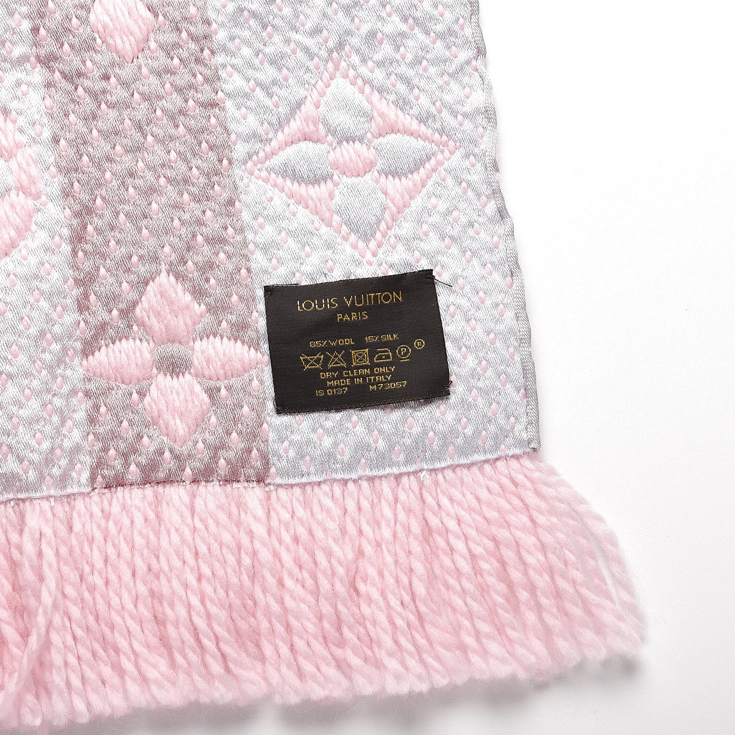Louis Vuitton Wool Silk Logomania Rainbow Scarf Crystal Pink 4 of 4