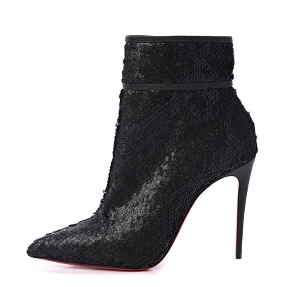 Christian Louboutin Calfskin Glitter Paillete Moulakate 100 Ankle Boot 35.5 Charbon 1 of 11