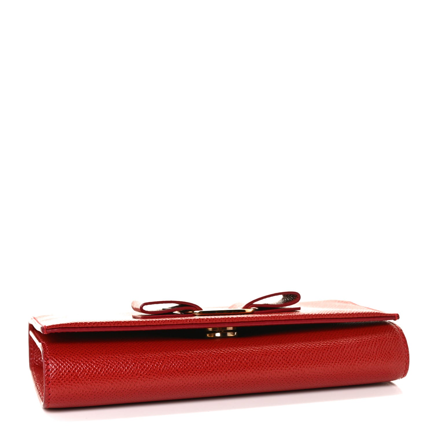 Salvatore Ferragamo Hammered Calfskin Donna Bow Clutch Red 6 of 15