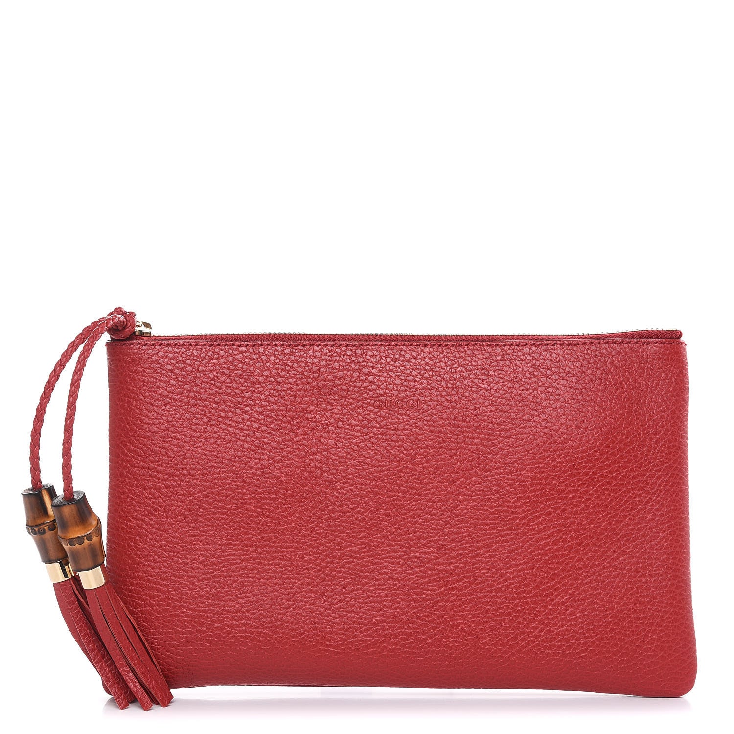 Gucci Calfskin Bamboo Clutch Red 1 of 9