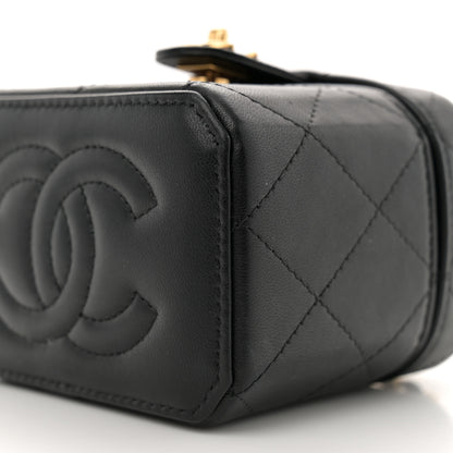 Chanel Lambskin Quilted Vanity Clutch With Chain Black 10 of 11