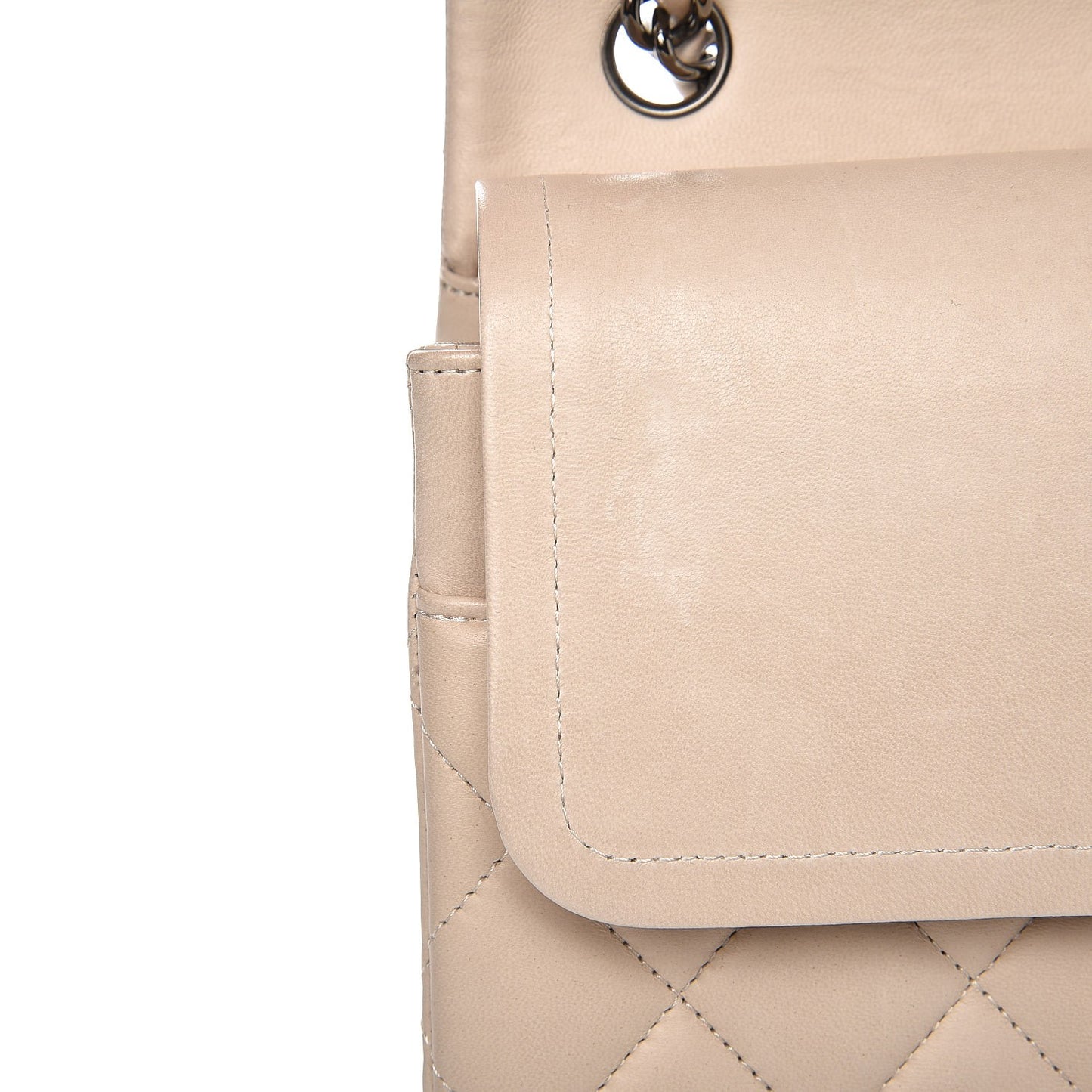 Lambskin Quilted Jumbo Double Flap Ivory