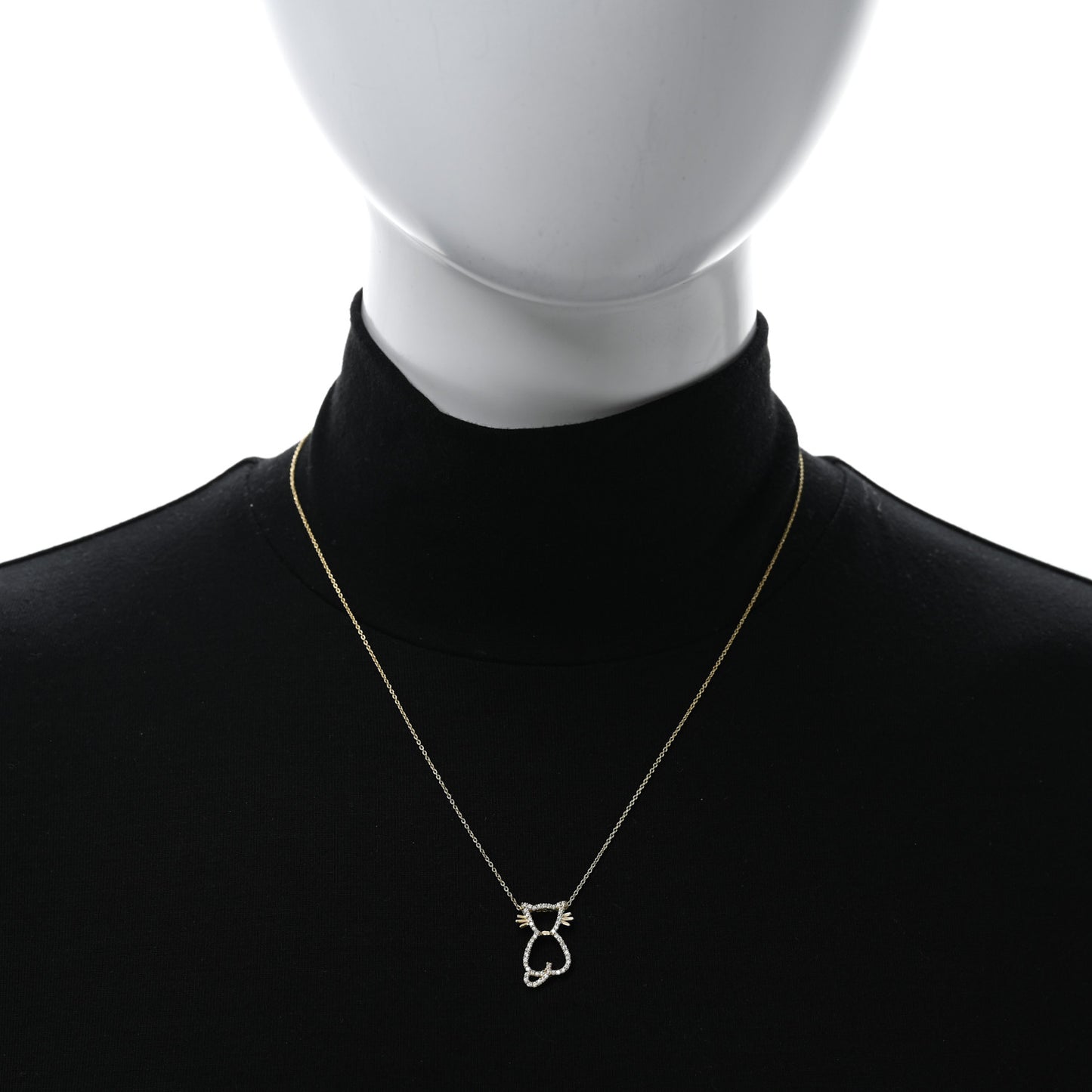 18K Yellow Gold Diamond Tiny Treasures Cat Pendant Necklace