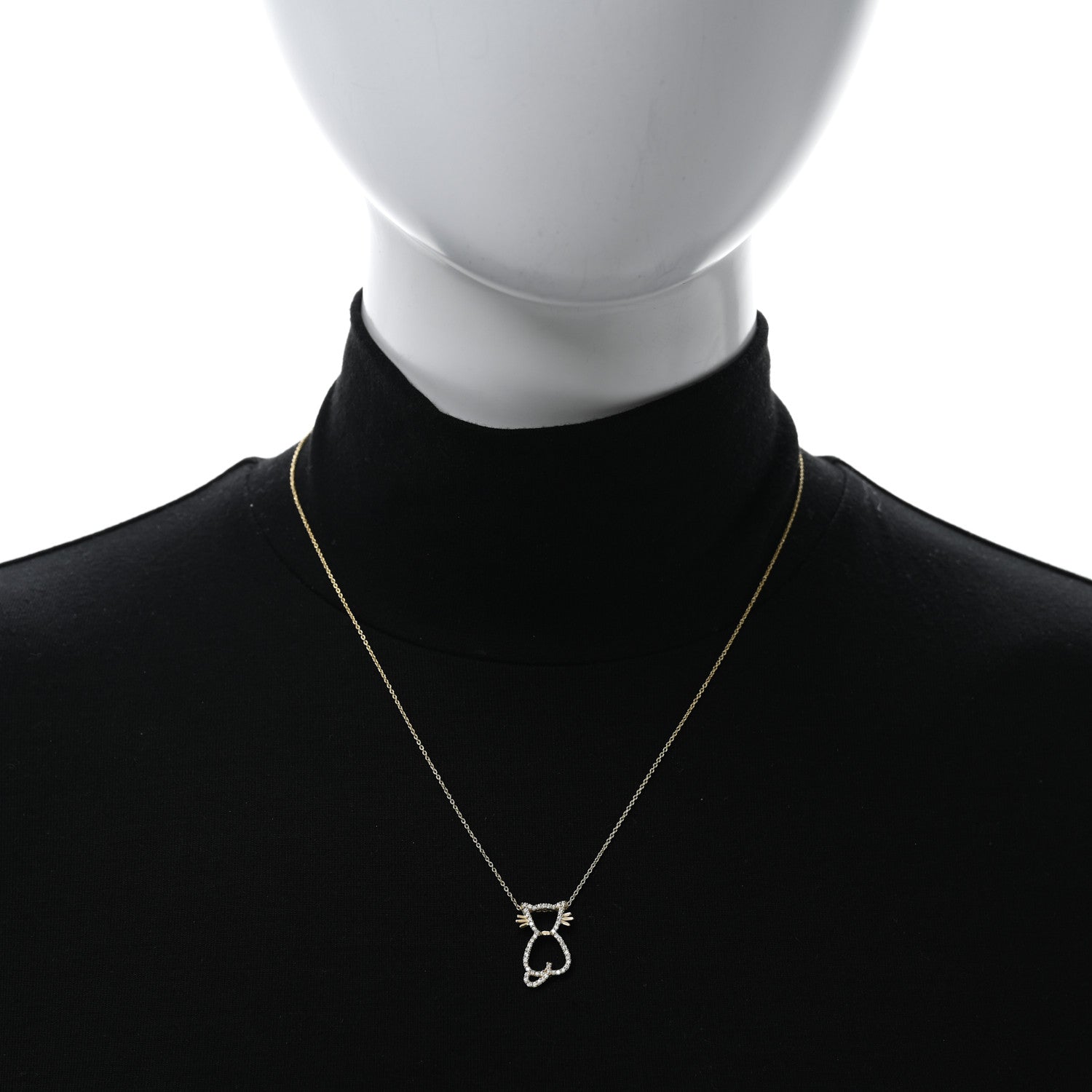 Roberto Coin 18K Yellow Gold Diamond Tiny Treasures Cat Pendant Necklace 3 of 6